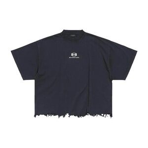Balenciaga Black Distressed Short Sleeve Tee